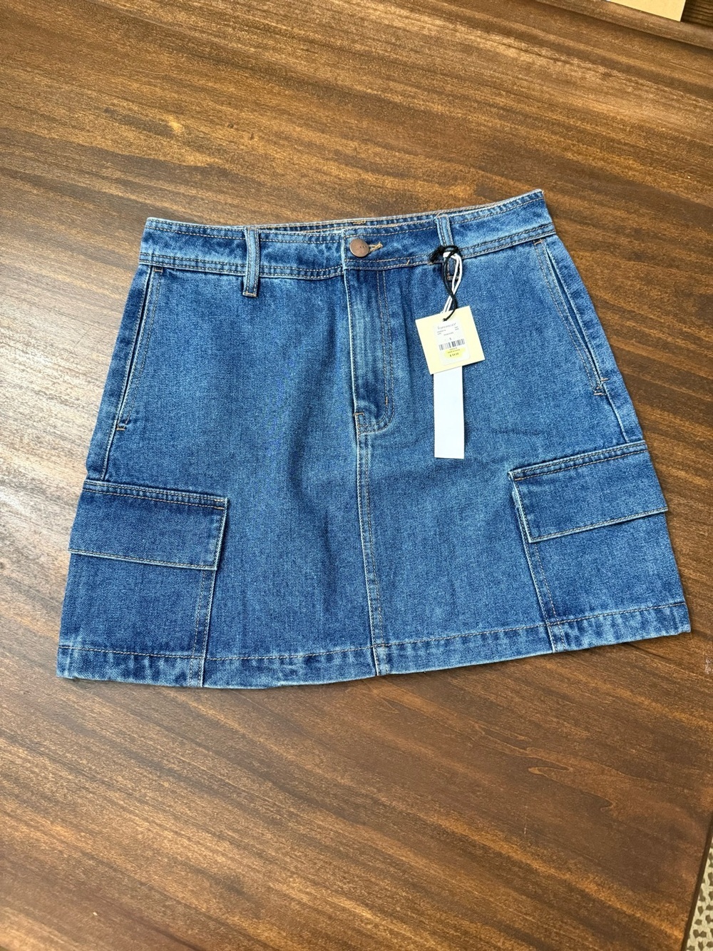 TGLA Casual Blue Denim Cargo Mini Skirt